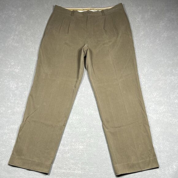 Tommy Bahama Pants Mens Size 36 Beige Silk Dress Pants Slacks Pleated Pockets me - Picture 1 of 12